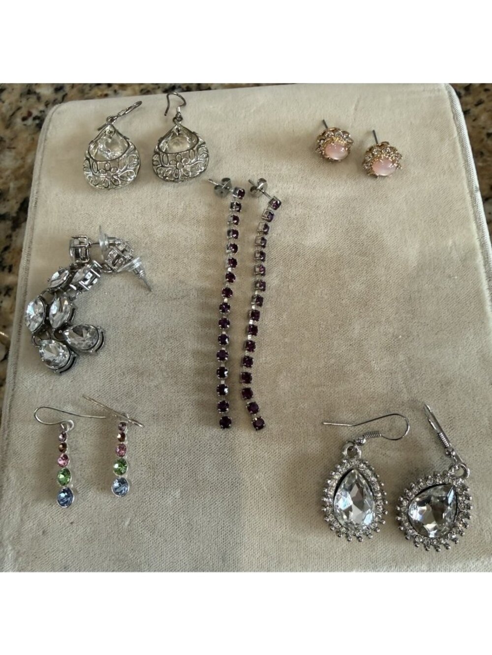 Lot Of 6 Pairs Of Earrings Pierced